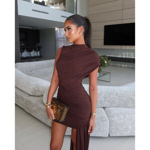 DE LA VALI ravenna mini dress In Brown Jersey US 2
